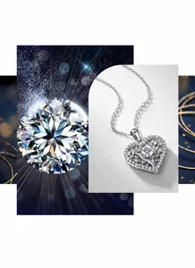 Détail du pendentif cœur Arbre de Vie en argent S925 avec pierres de moissanite brillantes