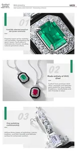 Detail macro-opname van S925 zilveren smaragd hanger met zwart email en diamant-halo
