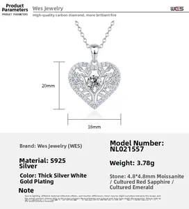 Détails du pendentif arbre de vie en argent 925 avec dimensions et spécifications