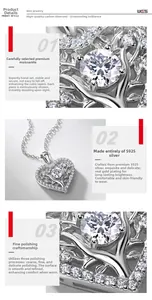 Vue détaillée du collier coeur en argent S925 avec motif d'arbre et moissanites