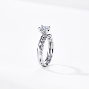 Set di anelli in moissanite in argento S925 con pietra principale taglio brillante rotondo