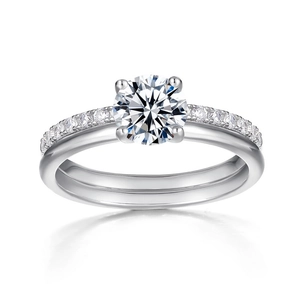 Anello di fidanzamento classico in argento S925 con moissanite taglio rotondo brillante