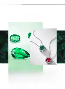 Detailed view of S925 silver necklace featuring lab-grown emerald with white zircon stones