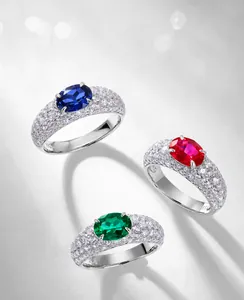 Detailed S925 silver rings set with emerald, blue sapphire, and rose pink gemstones