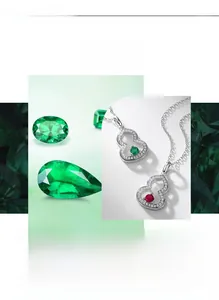 Detail of 925 silver Wu Lou pendant with emerald cut stone and white zircon pavé