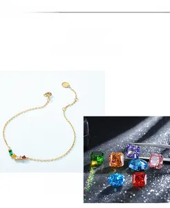 Dettaglio ravvicinato del bracciale in argento S925 con pietre di zircone arcobaleno