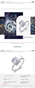 Details zum Moissanit-Ring mit S925 Silberfassung und verstellbarer Ringschiene