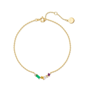 Bracciale arcobaleno in argento S925 dorato con pietre preziose multicolori incastonate