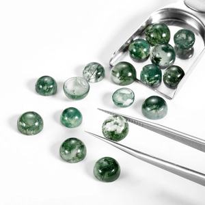 Natuurlijke Mosagaat Ronde Cabochon Losse Edelstenen Gepolijst Mossteen Voor DIY Sieraden Maken Ambachten 7mm 8mm