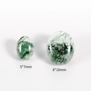 Natürliche ovale Moosachat-Edelsteine in 5x7mm und 8x10mm mit grünen Einschlüssen