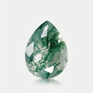 Natural Green Moss Agate Pear Cut Faceted Loose Gemstone Water Grass Agate For Jewelry Making Ring Face DIY Accessories