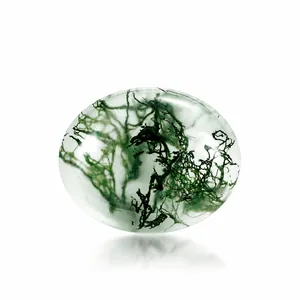 Pietra di Agata Muschiata Naturale Cabochon Ovale Pietra Preziosa Verde Muschio Lucidato per Gioielli Fai-da-te Ciondoli Orecchini
