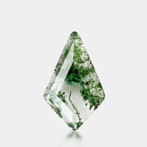 Natural Moss Agate Gemstone Faceted Kite Shape Water Grass Agate Loose Stone For DIY Jewelry Making Artisan Ring Face Accessory
