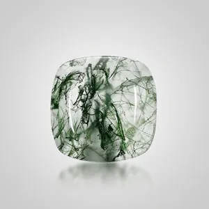 Natural Moss Agate Loose Gemstone Cushion Cut Green Mossy Inclusion Stone For Jewelry Making DIY Handmade Ring Facet