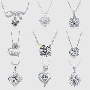 925 Sterlingsilber Moissanit Anhänger Halskette Für Damen Elegante Moissanit Eingelegte Schlüsselbeinkette Schmuck Geschenk