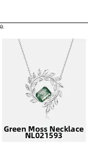 Detailed view of S925 silver ring pendant with olive branch design and green moss agate