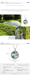 Detail view of S925 silver coiled snake pendant with square green moss agate stone