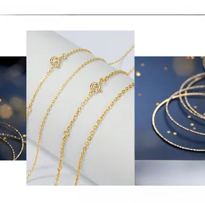 Detail of adjustable gold-plated S925 sterling silver necklace with lobster clasp and shiny links