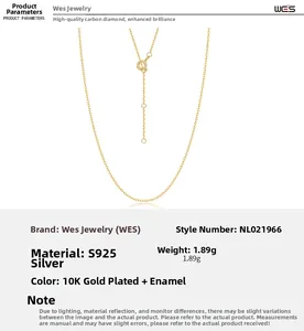 Detailed view of S925 sterling silver 10K gold plated adjustable link chain with clasp