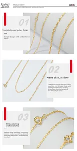 Detailed macro view of S925 sterling silver chain with gold plating and lobster clasp