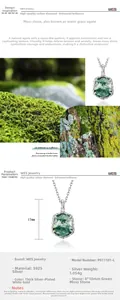 Detailed view of 8x10mm green moss agate pendant set in premium S925 sterling silver