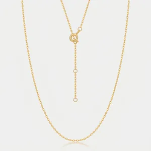 925 Sterling Silver Adjustable O-Chain Necklace For Women Elegant 10K Gold Plated Plain Clavicle Chain Jewelry Accessory