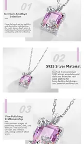 Détail du collier amétrine en argent S925 avec sertissage unique en forme de corail