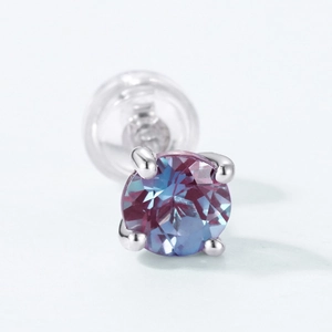 Elegant S925 sterling silver alexandrite stud earrings with round cut color-change stone