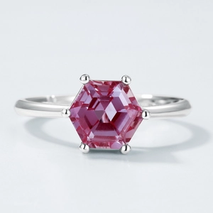 Minimalist S925 silver ring featuring a hexagonal purple alexandrite in six-prong setting