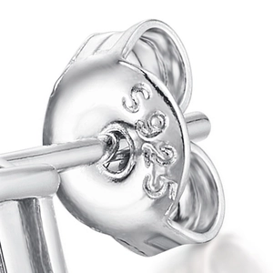 Detailed macro view of S925 sterling silver butterfly earring back with hallmark stamp