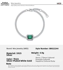 Macro shot of 7x9mm emerald pendant on S925 sterling silver chain with detailed specs