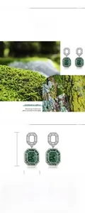 Dimensions et détails en argent S925 pour boucles d'oreilles en agate mousse