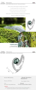 Detail view of S925 silver ring with 5x7mm green moss agate and twisted diamond band