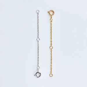 Adjustable S925 sterling silver extension chains in gold and silver with spring ring clasps
