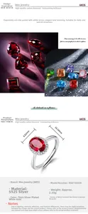 Detailed view of S925 silver ring featuring 6x8mm oval ruby and adjustable band size
