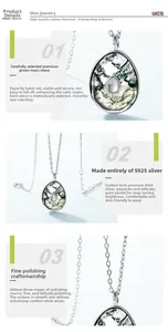 Detailed close-up of water drop moss agate pendant with S925 silver gold plating