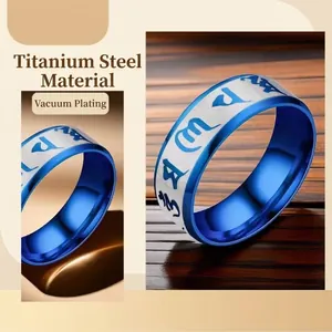Men's stainless steel ring with vacuum plating and vintage engraved pattern detail