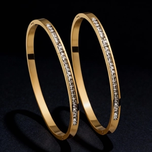 Fashion Stainless Steel Pave Rhinestone Bangle Bracelet For Women Men Colorful Inlay Wide Ring Personalized Jewelry Gift