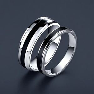 Anello in Acciaio Inossidabile per Coppie Minimalista Sabbiato Intarsio di Strass Inciso Forever Love Cuore Fede Gioielli Regalo