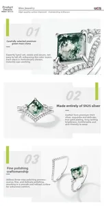 Detailed view of handmade S925 silver ring featuring natural green moss agate stone