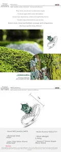 Macro detail of crown design S925 silver ring with 6x10mm hexagon moss agate stone
