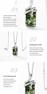 Detailed view of S925 silver snake pendant wrapped around green moss agate gemstone