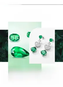 Detail view of heart-shaped green garnet earrings with s925 silver and white zircon inlay