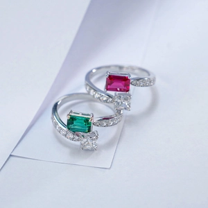 Luxurious S925 silver wrap rings with emerald and ruby gems and sparkling zircon accents