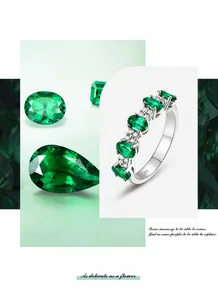 Détail d'une bague en argent S925 avec pierres émeraude et zircons sur le côté