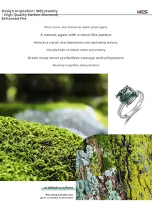 Detail of moss agate square ring featuring natural green textures and twisted silver band