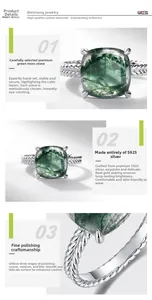 Macro detail of moss agate stone set in silver ring with high-polished gold plating