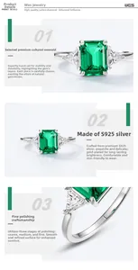 Makrodetail des Smaragdschliff-Rings aus S925-Silber mit Ziersteinen an der Seite