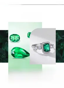 Macro view of rectangular emerald cut green gemstone set in S925 sterling silver ring