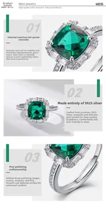 Macro detail of emerald cut lab-grown gemstone with S925 sterling silver pave setting